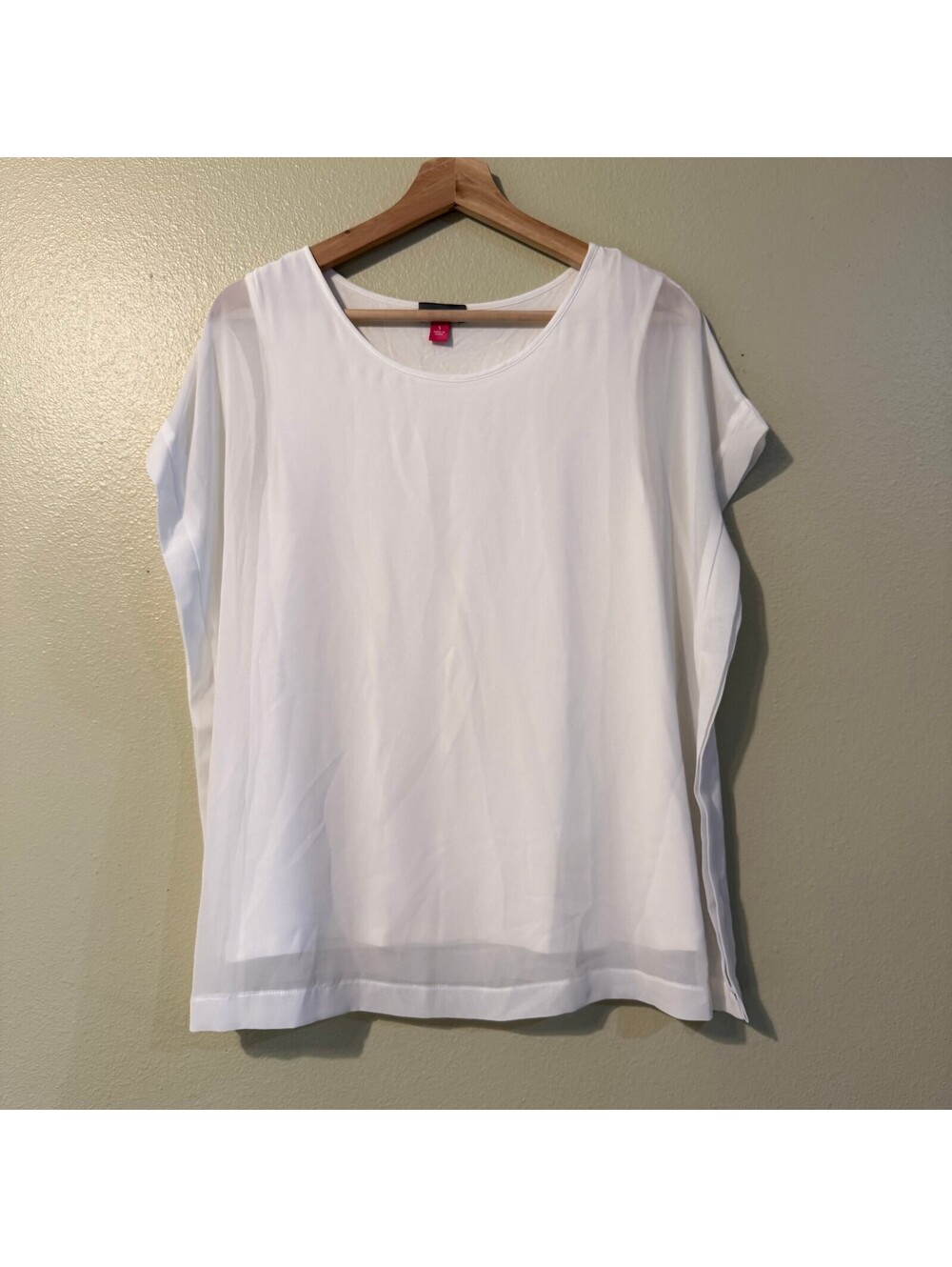 Vince Camuto White Sheer Sleeve Top Women's S